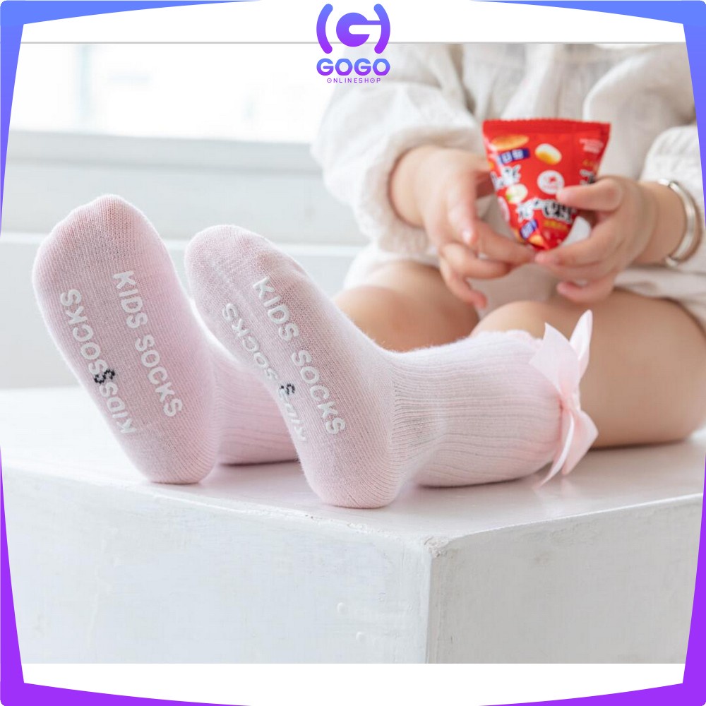 GOGO-P89 Kaos Kaki Anak Perempuan Panjang Pita Anti Slip Kaos Kaki Anak Cewek Antislip Kids Sock