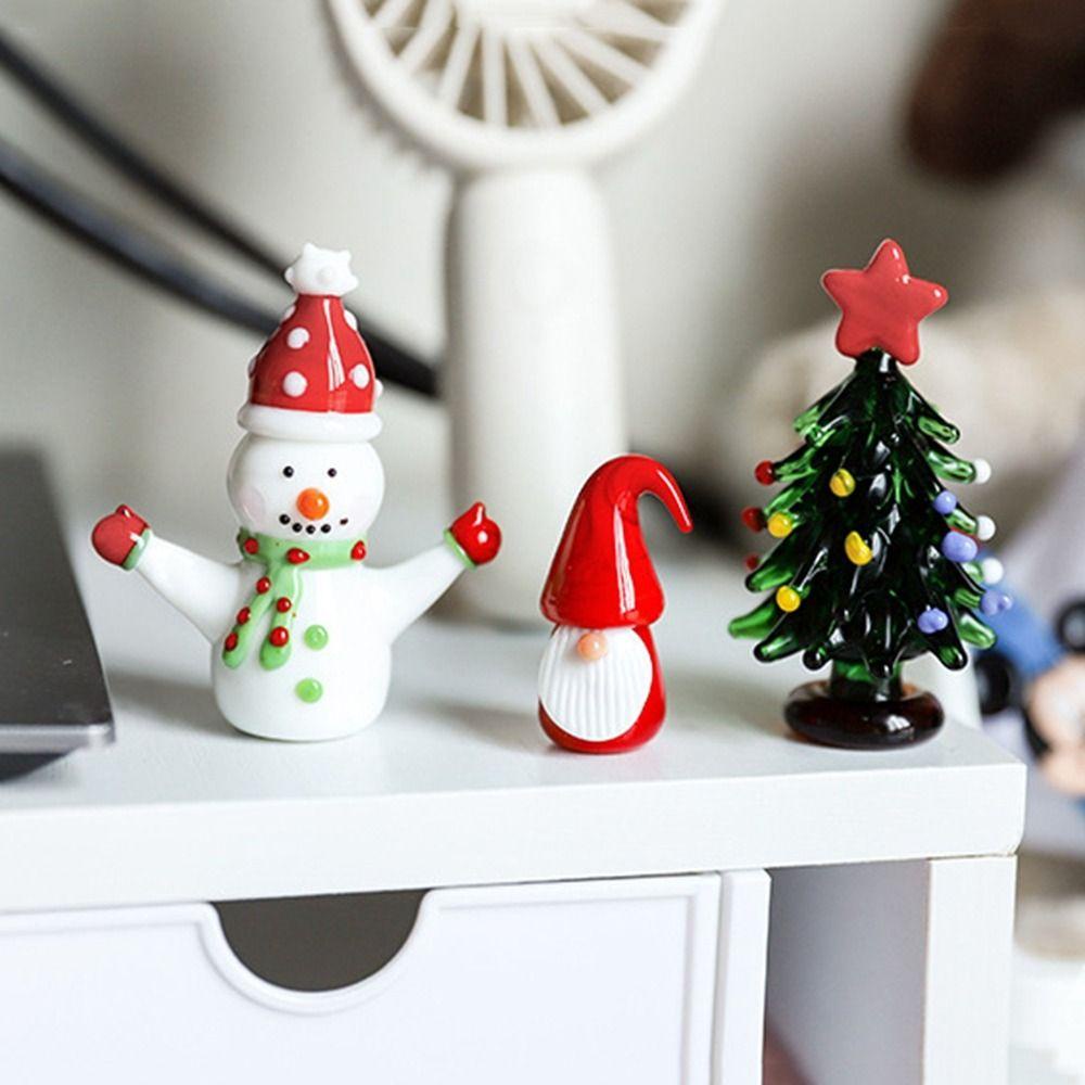 【 ELEGANT 】 Perhiasan Kaca Kartun Lucu Serbaguna Seri Kurcaci Pemandangan Mikro Karakter Dongeng Sinterklas Layout Adegan Hari Natal Dekorasi Mobil