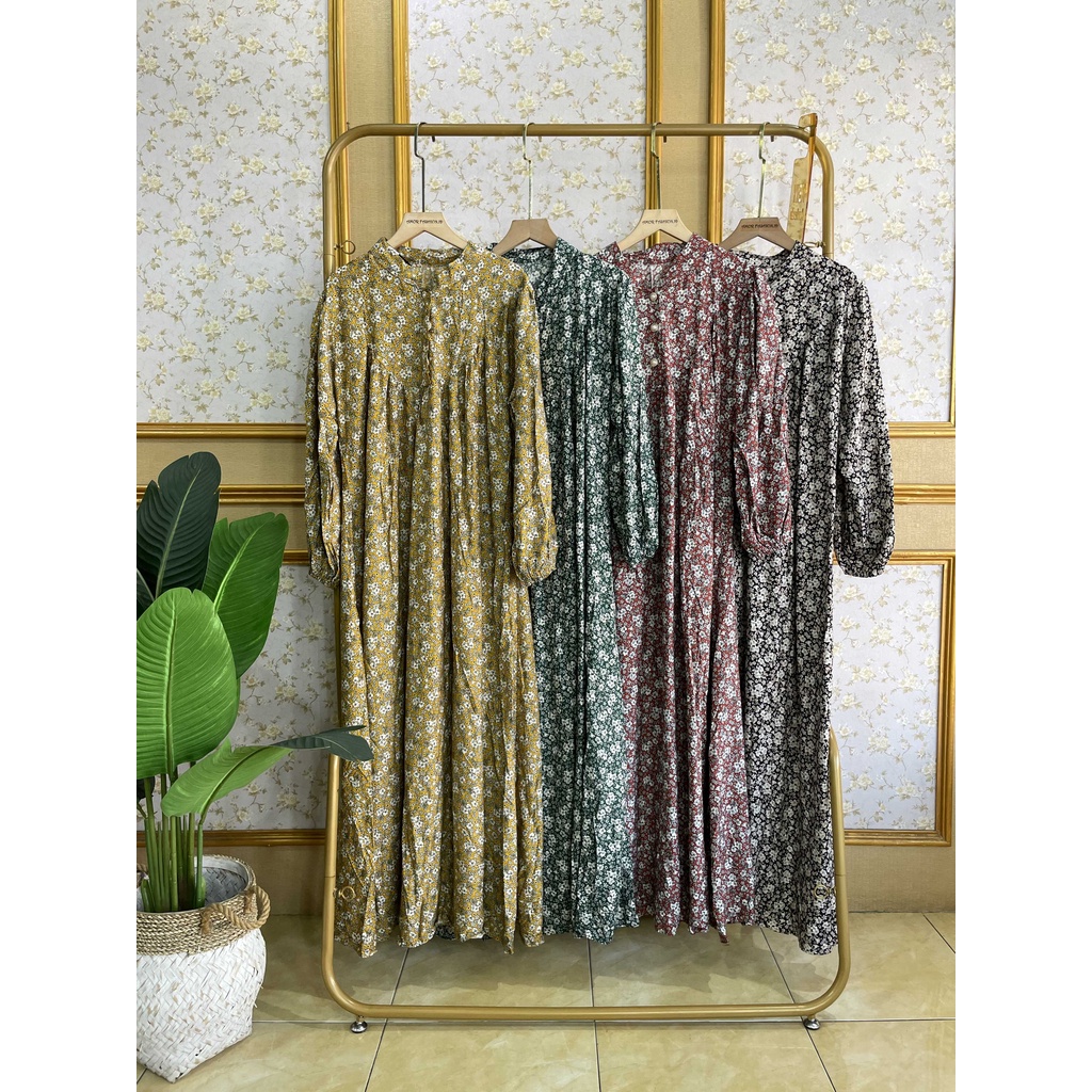 DBRJ| DRESS MOTIF BUNGA IMPORT BAHAN KATUN RAYON ADEM