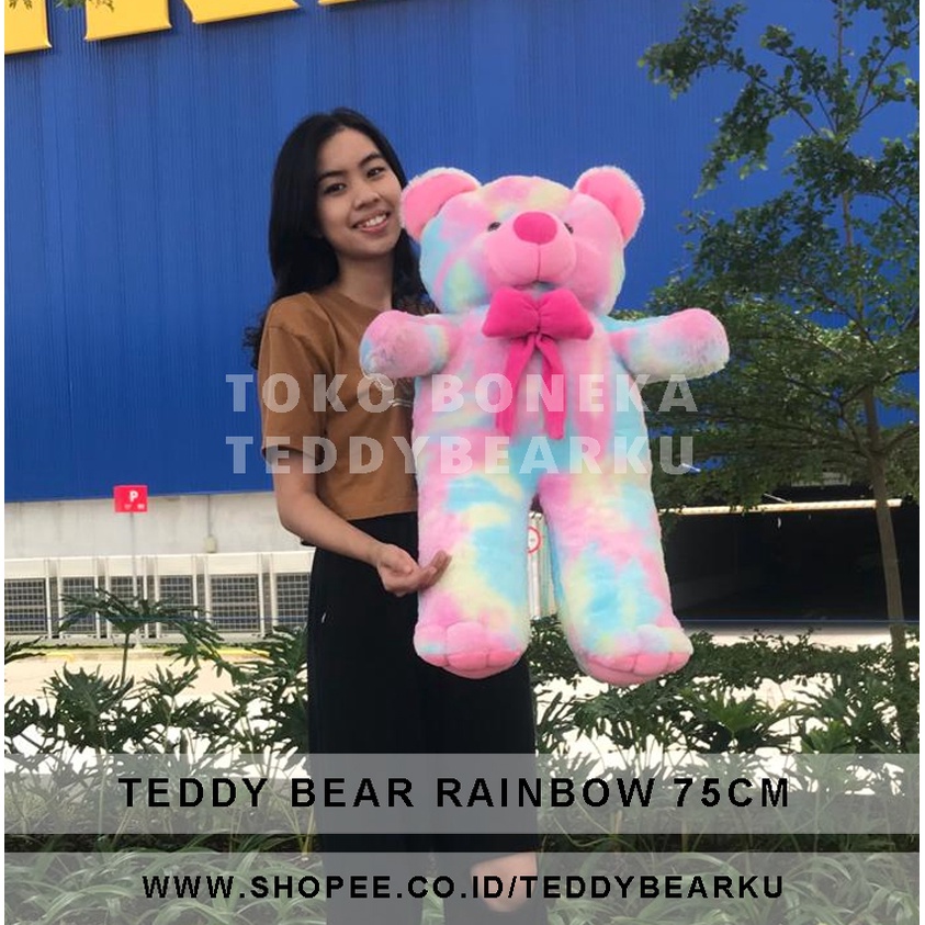 Teddy Bear Boneka Beruang Jumbo 75CM. Limited Edition Warna Pelangi Rainbow