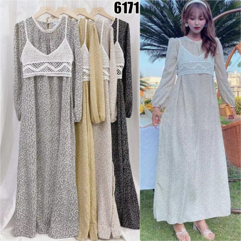 gamis vest import motif,rompi rajut (1seri/4pcs)