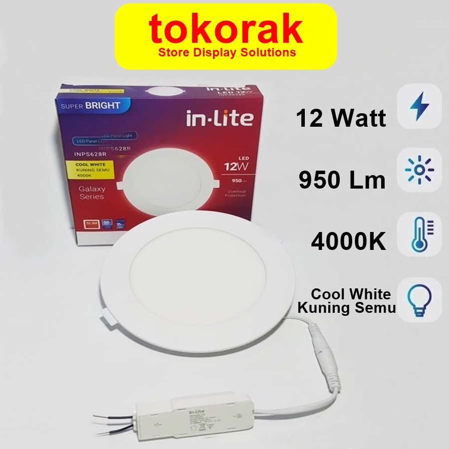 LED PANEL INBOW IN-LITE BULAT 12 WATT PUTIH DOWNLIGHT INLITE INPS628R