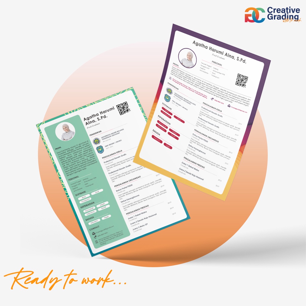 PAKET Jasa Desain CV & Surat Lamaran Kerja Profesional KODE Minimalis Bahasa Inggris