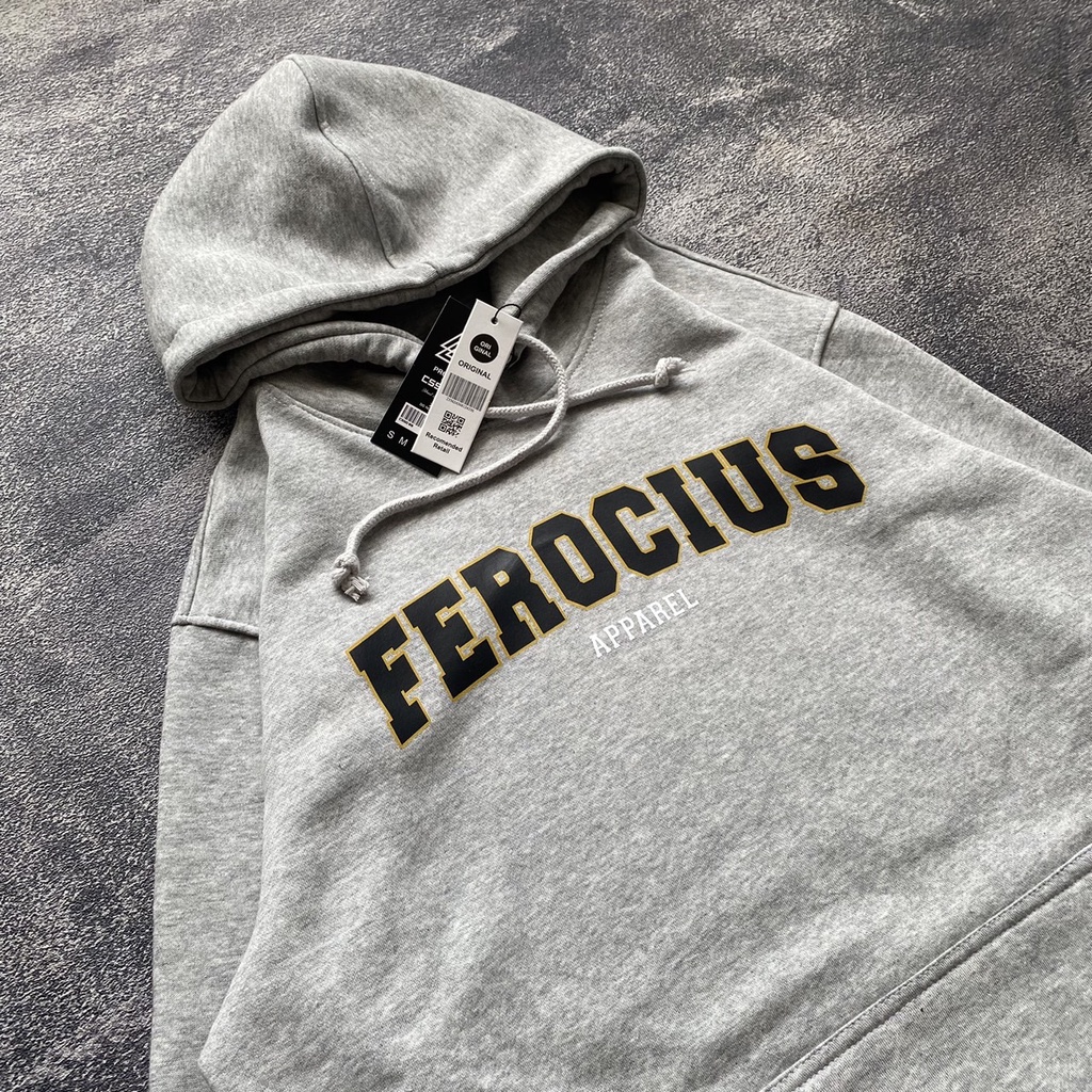 Jaket Sweater Hoodie FEROCIOUS - Grey Misty [FREE STICKER]