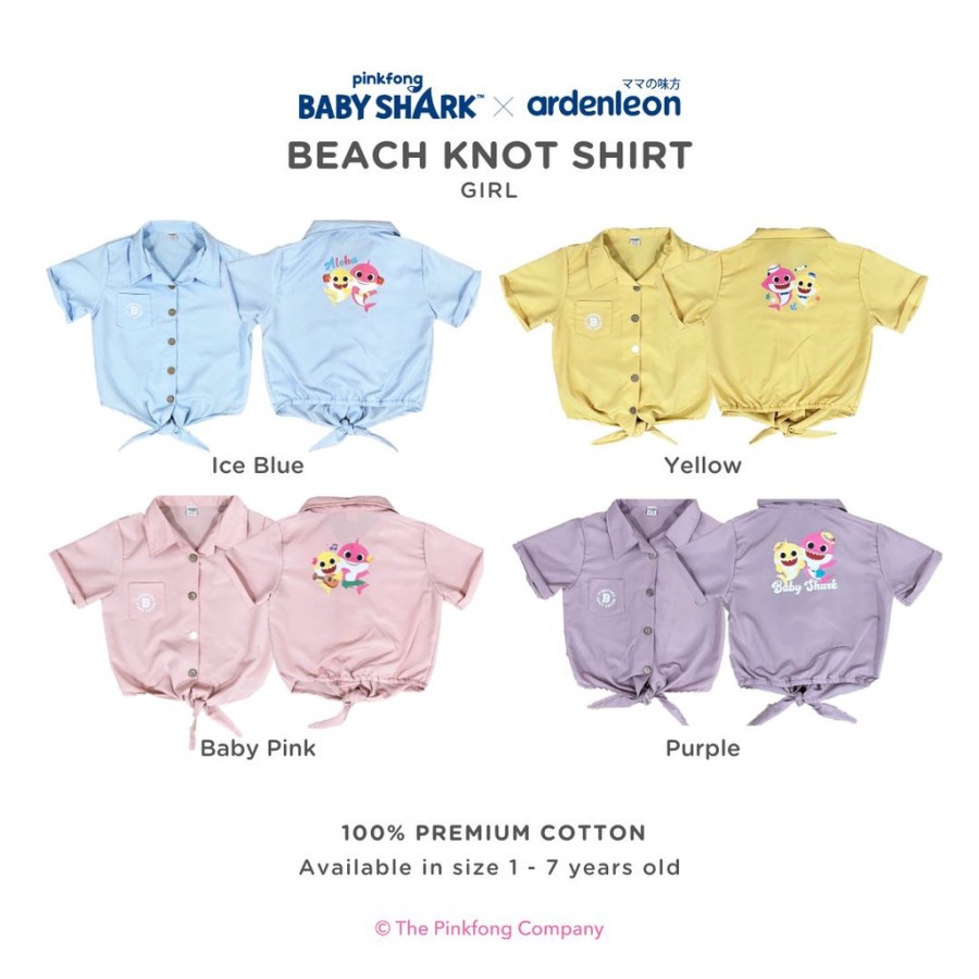 Arden leon Pinkfong Baby Shark Beach Girls Knot Shirt