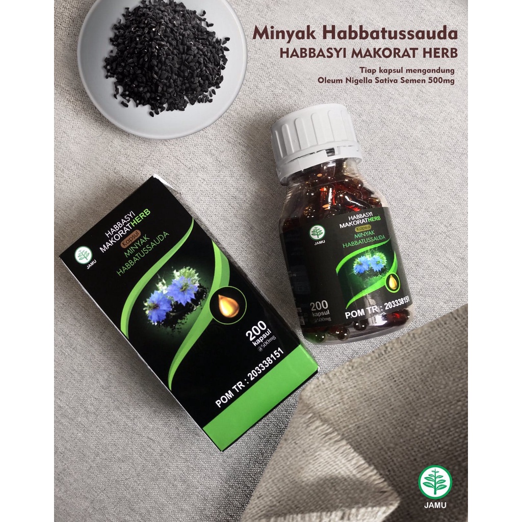 original HABBASY MAKORAT HERB KAPSUL MINYAK HABBATUSSAUDA 200 KAPSUL @500 MG