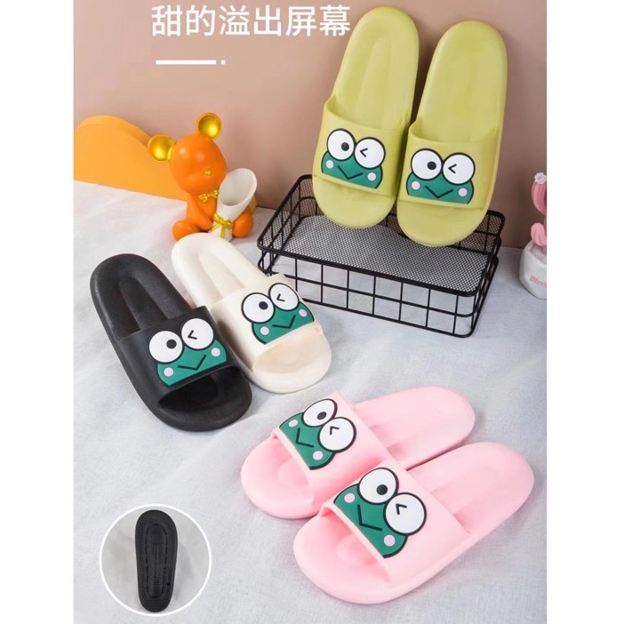 Gobra ♕ SA018 Sandal Empuk EVA Import Sendal Rumah Motif Kodok Cute Fashion Korea Wanita Bahan Rubber Anti Sakit