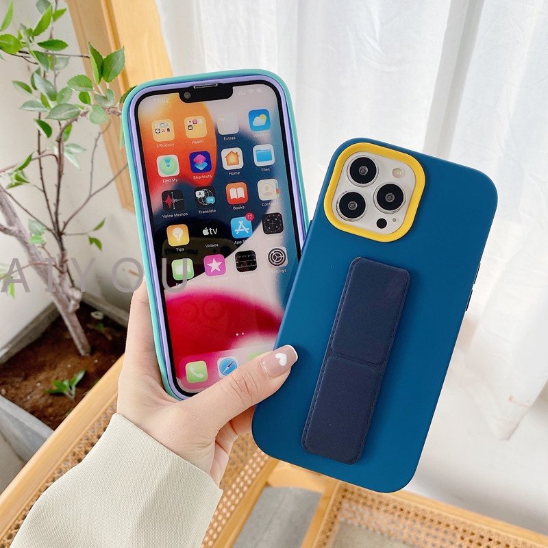 3 in 1 Case Stand Holder Bahan Kulit Dengan Tali Pergelangan Tangan Untuk iPhone 14 Pro Max 13 11 12 Pro Max XR X 7 8 Plus SE XS Max