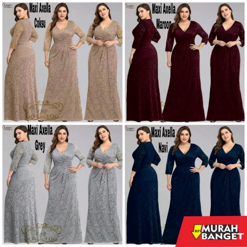 model gamis kombinasi polos terbaru 2022 FASHION MUSLIM PAKAIAN WANITA DRESS GAMIS MAXI AXELLA JUMBO