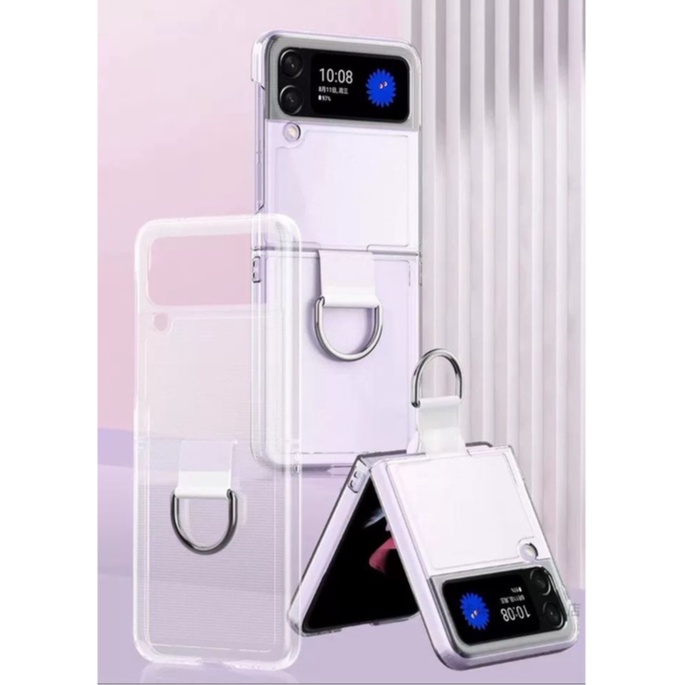 CLEAR CASE + RING TRANSPARANT SAMSUNG GALAXY Z FLIP 4 FLIP 3 5G FLIP 2 FLIP 1 HARD CASE BENING FINGER RING GRIP