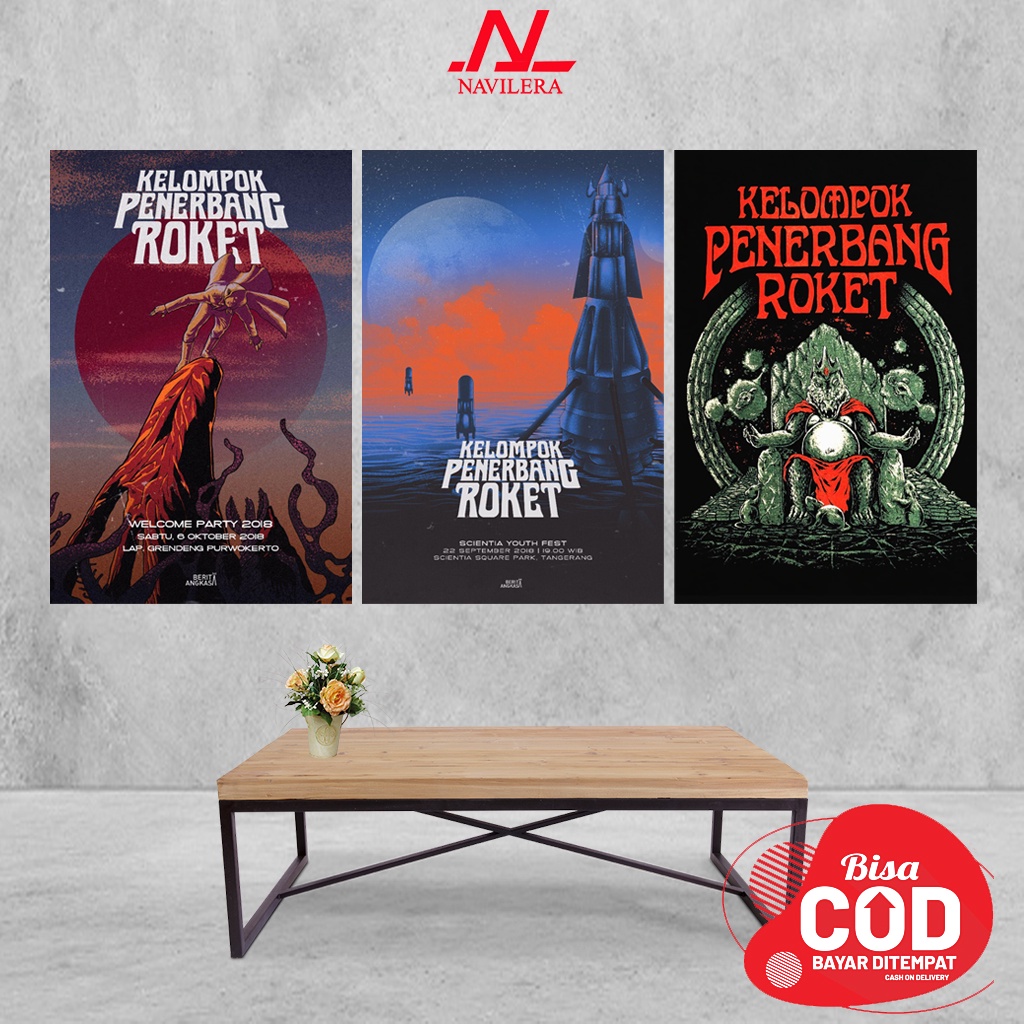 Jual Hiasan Dinding Poster Kayu Band Kelompok Penerbang Roket Wall