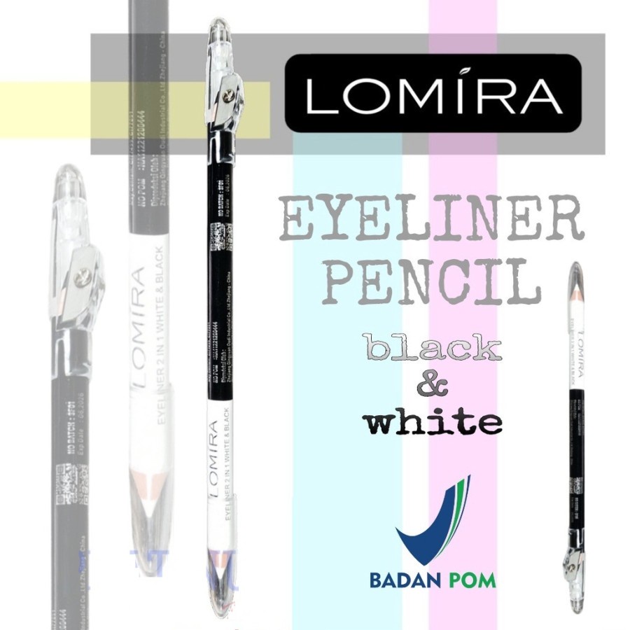 Lomira Pensil Eyeliner 2in1 Warna Black &amp; White BPOM