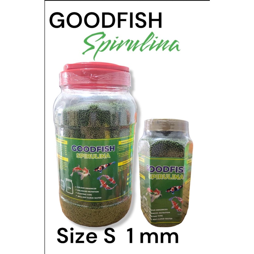 GOODFISH SPIRULINA 300GRAM 1 MM Pelet Pakan Ikan Koi Koki Louhan Kasar