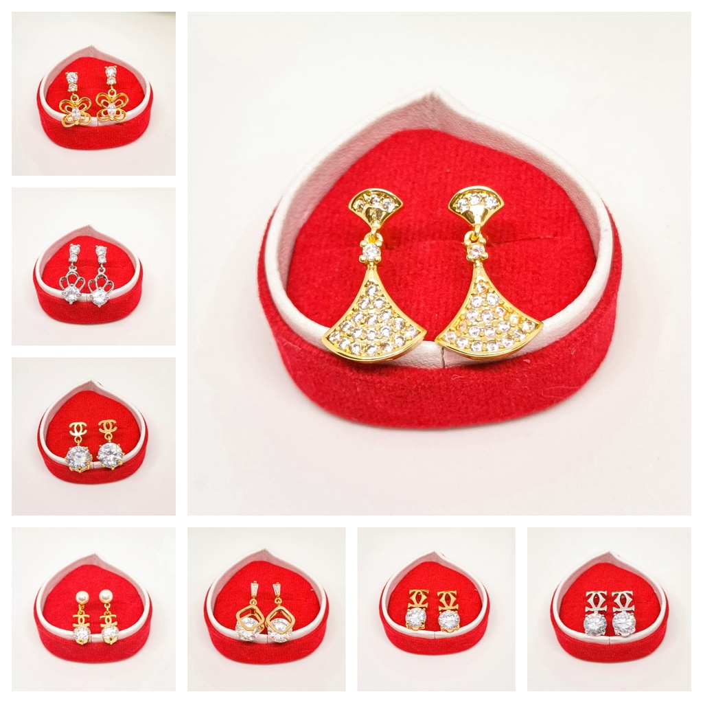 Anting Tusuk KOREA Wanita Model Berlian Blink Blink Anti Karat Impor Murah Terbaru lapis emas 24K gold