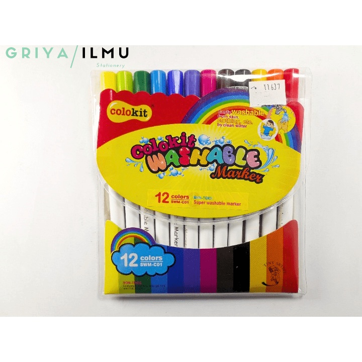 

Spidol Warna Washable Marker COLOKIT SWM-C01 12 Colors (0251637)