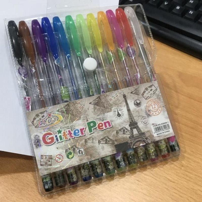 

Glitter pen / pulpen warna warni glitter MEREK RANDOM ( 12 warna)