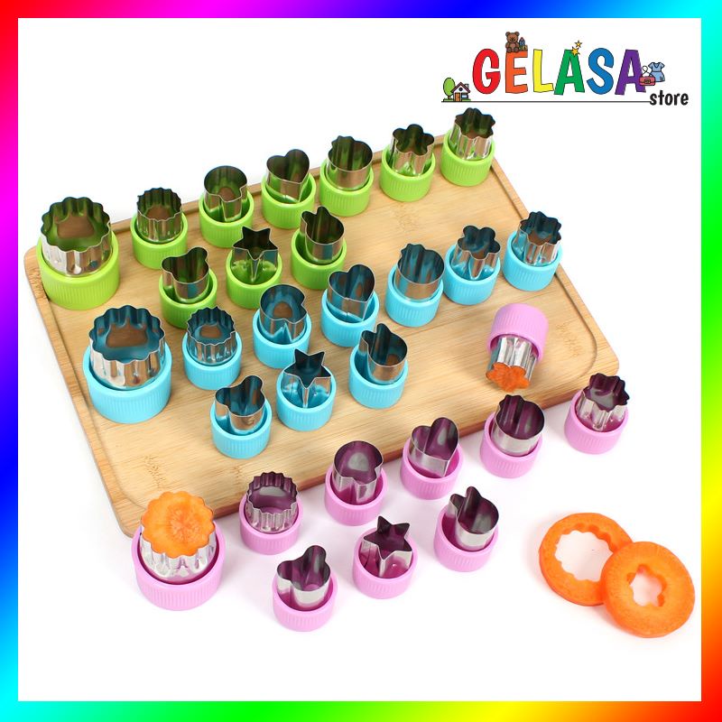 Gelasa Alat Cetak Set 10in1 atau satuan Pemotong Sayur Buah Bento Cookie Cutter Stainless Stell