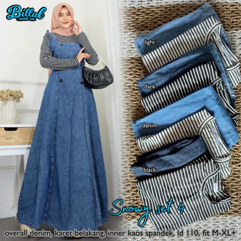 Snowy set 2 in 1 overall dress jeans plus inner