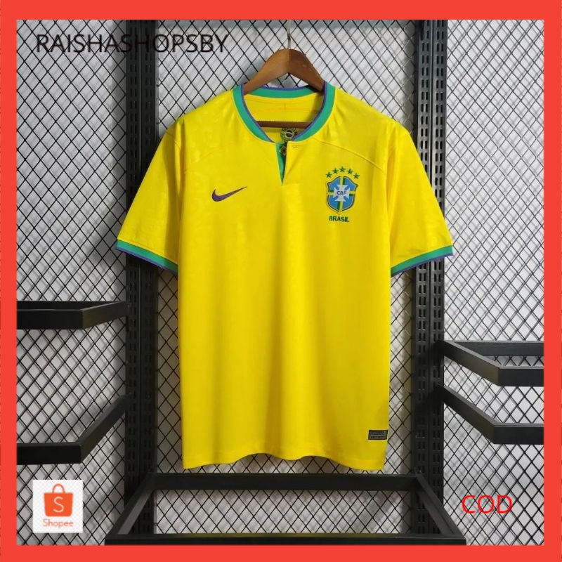 Kaos bola BAJU BOLA JERSEY BRAZIL HOME PIALA DUNIA 2022 JERSEY BRAZIL HOME 2022 GRADE ORIGINAL