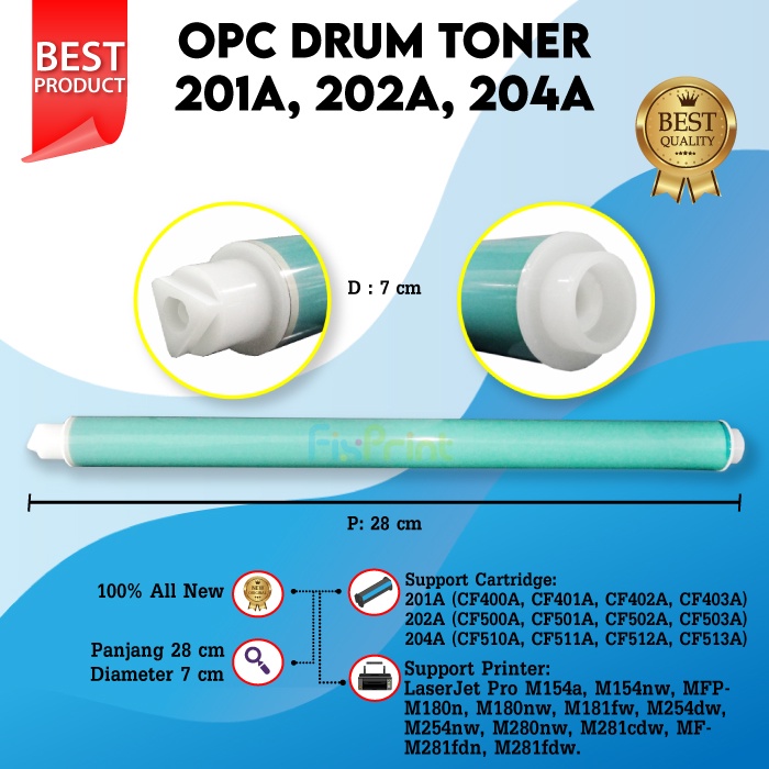 OPC Drum Toner Cartridge HP CF510A CF511A CF512A CF513A 204A Printer HP M154a M154nw M180nw M181fw