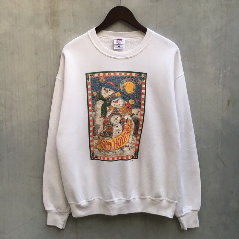 Crewneck Vintage 98s by Jerzees Christmas Sweatshirt White Large