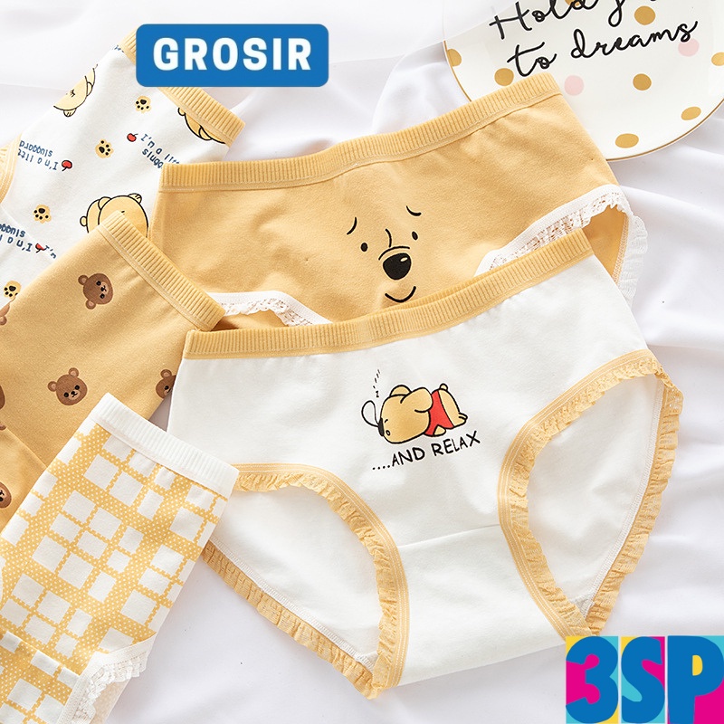3SP | UW108 Celana Dalam Imut High Quality Wanita Lucu CD Wanita Karakter Kartun Renda Pakaian Dalam Remaja Anak Wanita