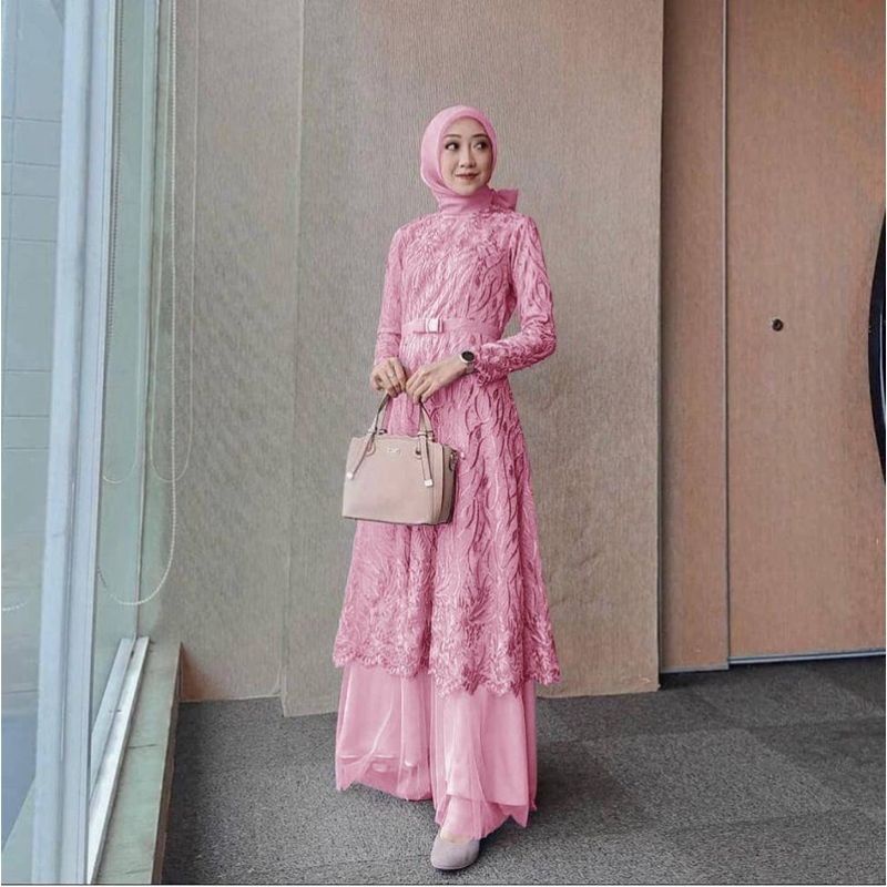 (NEW) MITA - BAJU DRESS GAMIS MAXI MAXY BRUKAT BROKAT WANITA MUSLIM UKURAN M L XL XXL JUMBO SIZE UNT