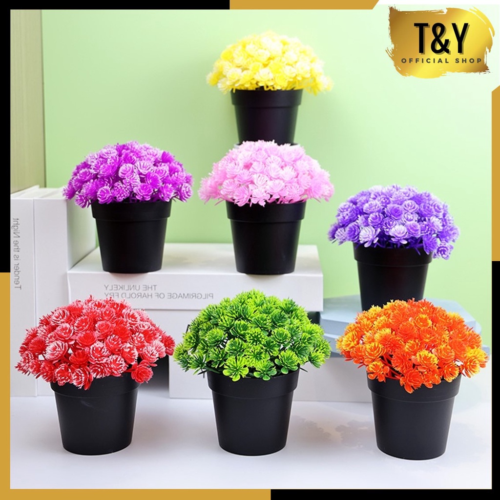 T&amp;Y Ornamen Tanaman Bonsai Inti Nanas BUNGA 49 Tanaman Artifisial Bunga Plastik Pot Bunga Hias Dekorasi Ruangan Murah