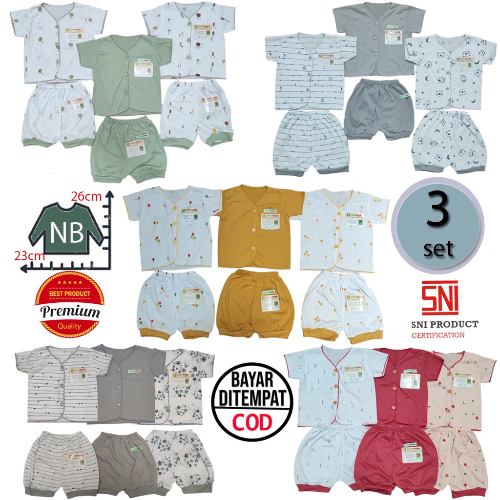 Isi 6 pcs Baju Bayi Celana Bayi 3 Set Baju Lengan Pendek Perlengkapan Bayi Baru Lahir Gift Set Baby Newborn Kado Murah