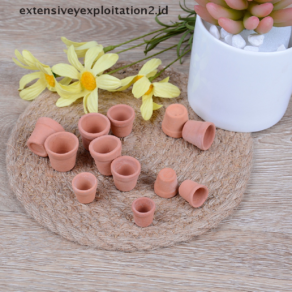 12 Pcs Miniatur pot Bunga Tanah Liat Merah handmade Untuk Rumah Boneka 1: 12