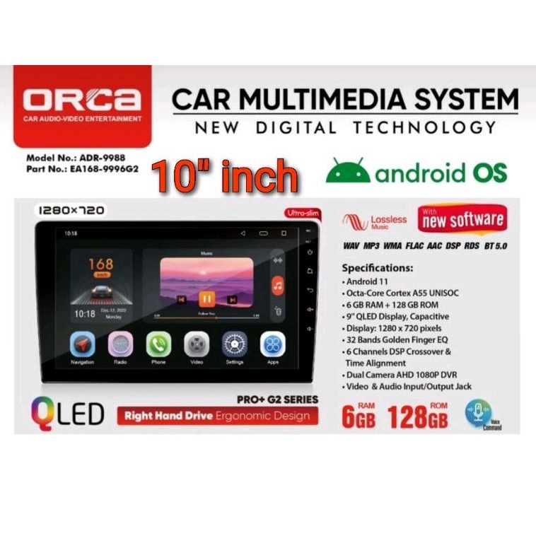 Head Unit ANDROID ORCA PRO PLUS TERBARU ORCA PRO+ G2 DSP DVR ORCA ADR 9988 PRO TERBARU