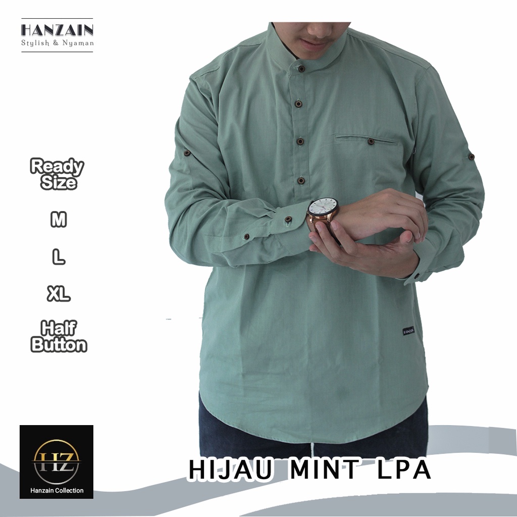 Murah Kemeja Koko Warna hijau mint - Kemko Modern Warna Hijau mint