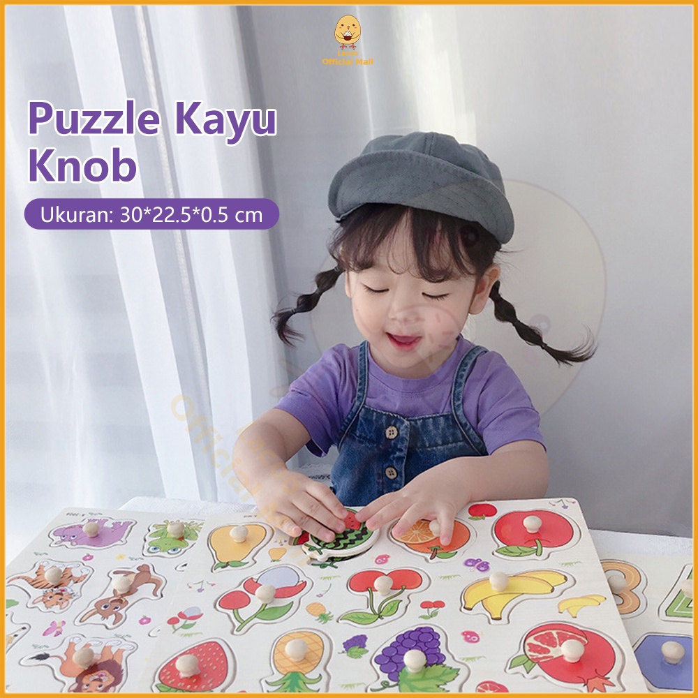 Poney Puzzle kayu knob mainan edukasi Wooden toys Jigsaw puzzle anak