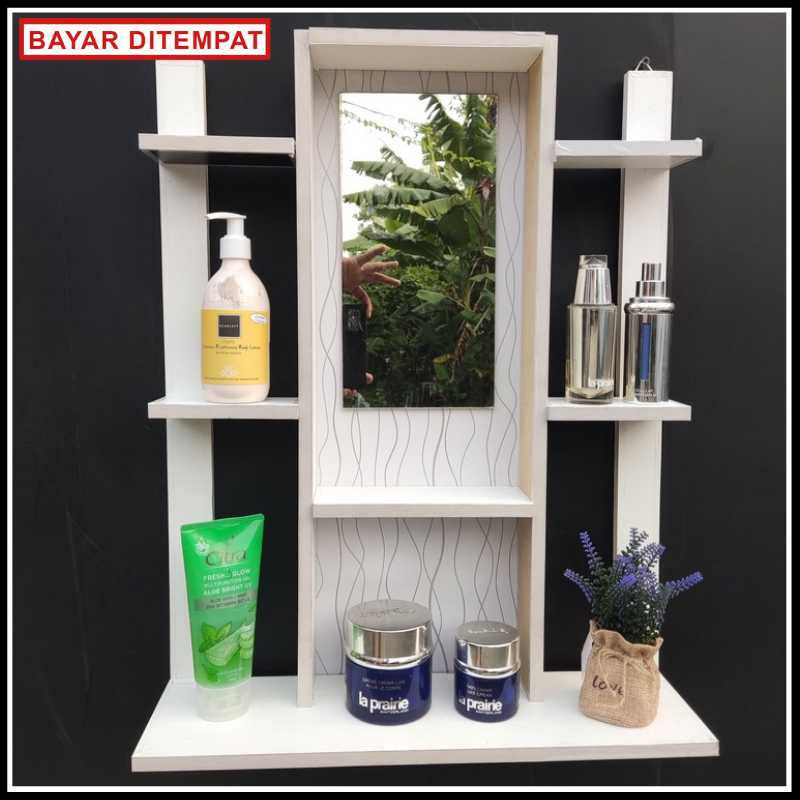 RAK KOSMETIK GANTUNG RAK KOSMETIK DINDING KAYU RAK Cermin Dinding Aesthetic kado ulang tahun aksesor