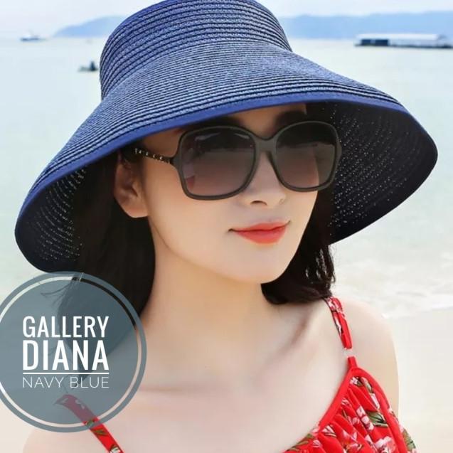 topi lebar rajut import - Hitam