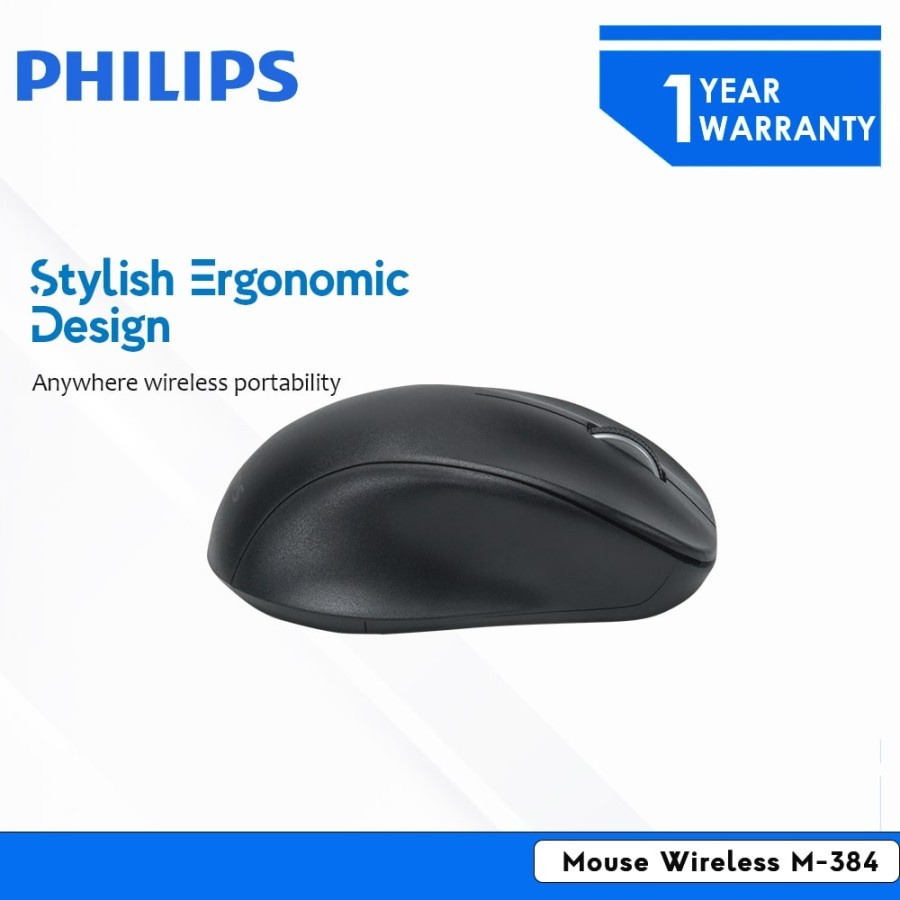Mouse Philips M-384 Wireless 1600DPI Ergonomic Design - PHILIPS M384
