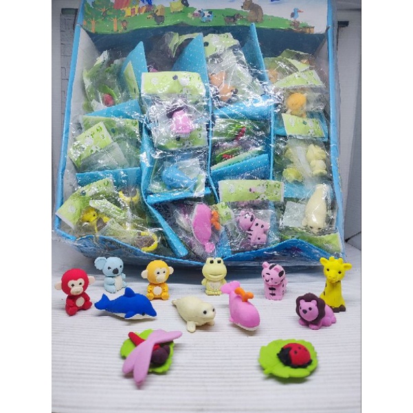 

penghapus/eraser/stip pensil bongkar pasang karakter hewan 3D 1 lusin/12pcs