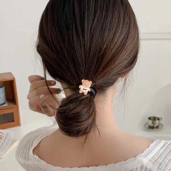 Ikat Karet Rambut/Scrunchie Beruang Lucu Untuk Wanita Daily Fashion Korean Aksesoris