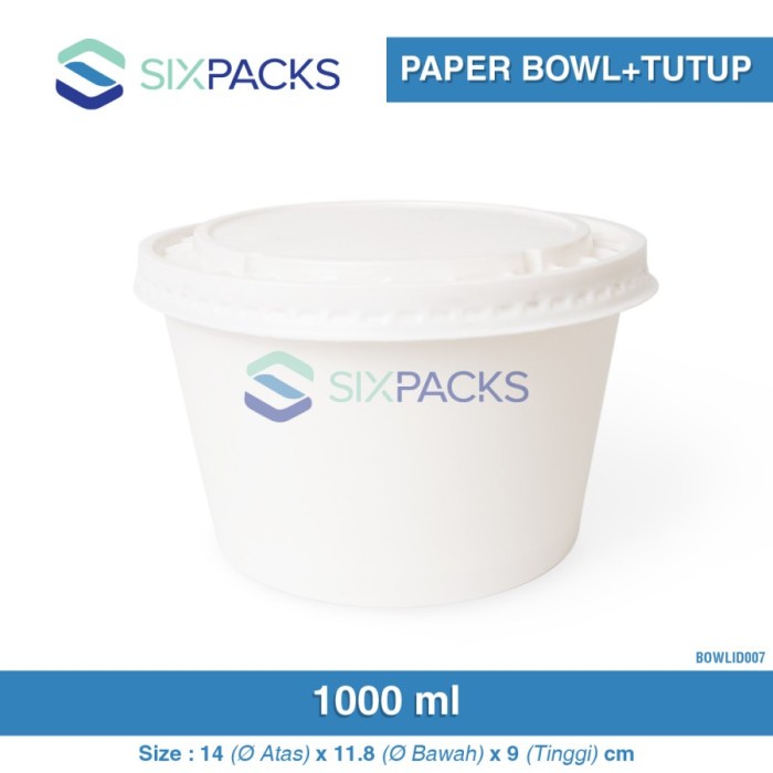 Paper Bowl 1000 Ml Dengan Tutup Isi 50 Set