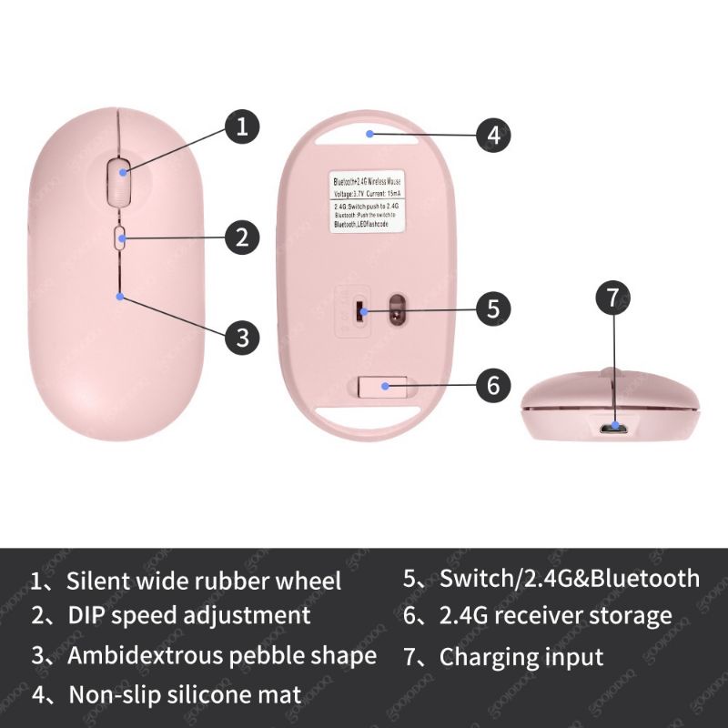Goojodoq M11 Mouse 2in1 Wireless &amp; Bluetooth Gaming Rechargeable Silent Click