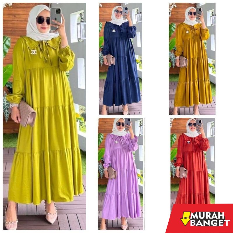 model gamis kombinasi polos terbaru 2022 GAMIS MIDI DRESS.. Gamis Lebaran Terbaru JUMBO GAMIS KERAH