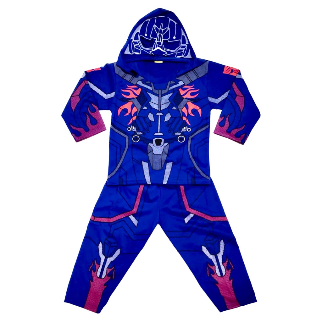 kostum robot terbaru baju kostum optimus biru stelan anak laki-laki