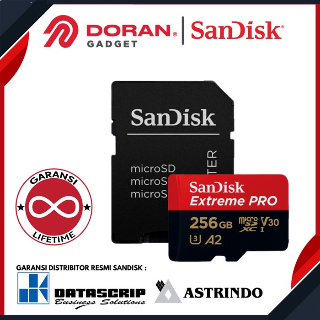 Sandisk Micro SD 256GB CL10 200Mbps Extreme Pro Memory Card 256GB MMC 256GB - Garansi Resmi Lifetime