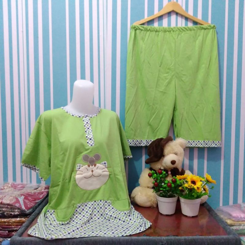 Baju tidur wanita lorita by Sofie 3/4 kulot JUMBO bahan tebal dan adem