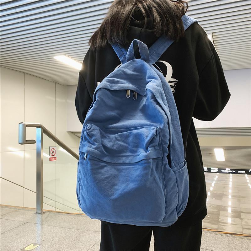 ┋✈Gaya Seraser Tas Sekolah Wanita Korea Siswa SMA Jepang Retro Kanvas Ransel Mahasiswa Vintage Ransel Wanita