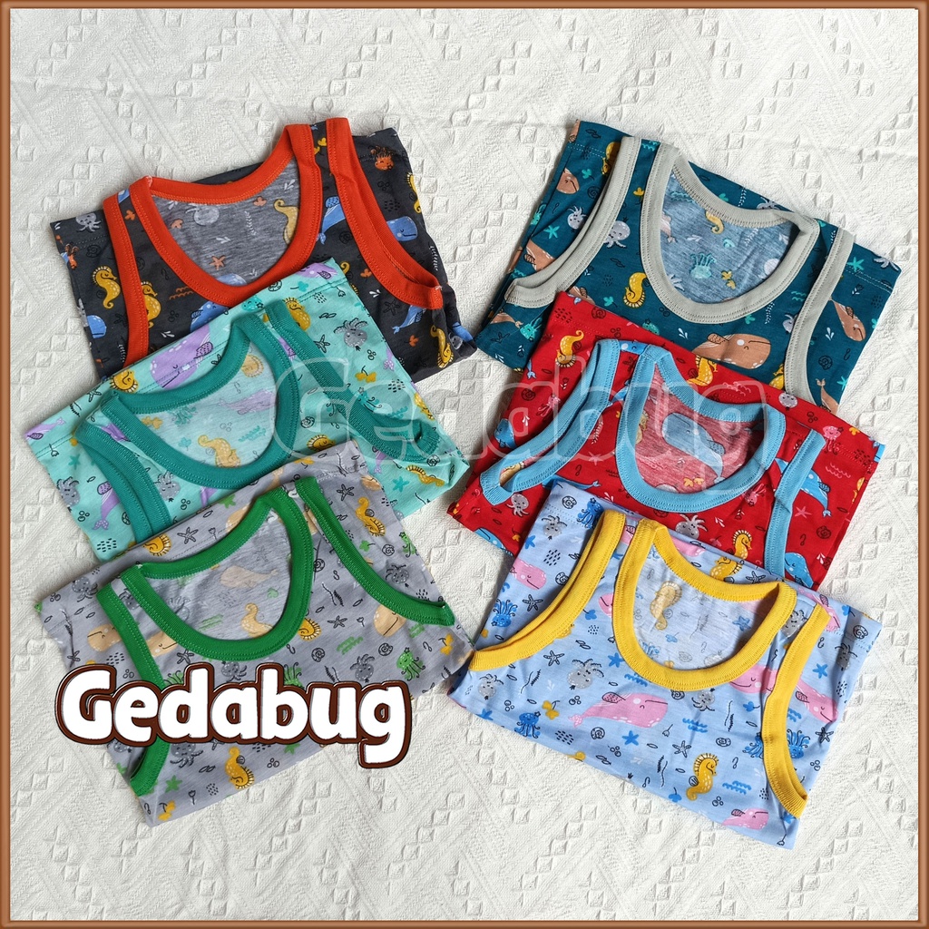 3 Pcs - Singlet anak Agree SM - 008 Motif The Sea | Singlet anak motif lucu dan Berkualitas | Gedabug