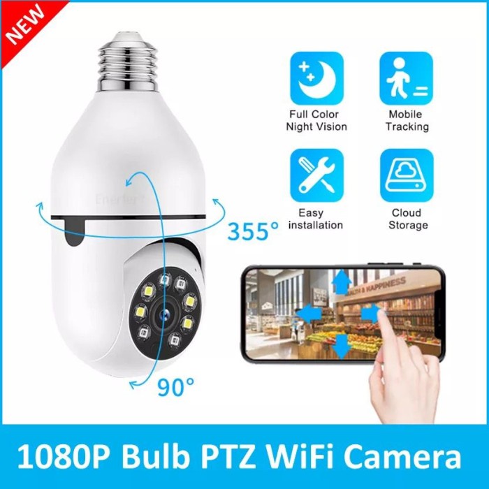 IP KAMERA CCTV SOCKET E27 BOHLAM PTZ WIFI Panorama Camera Online 360