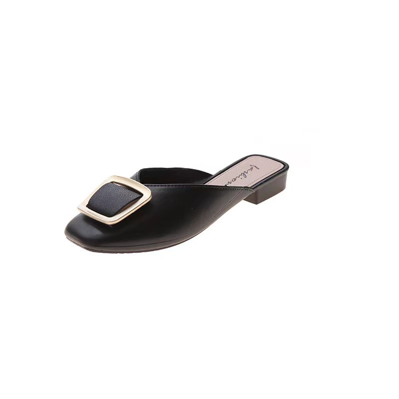 ♫ Megata ♫  SJ025 Sandal Wanita Motif Kotak Kekinian Trend Flat/ Fashion