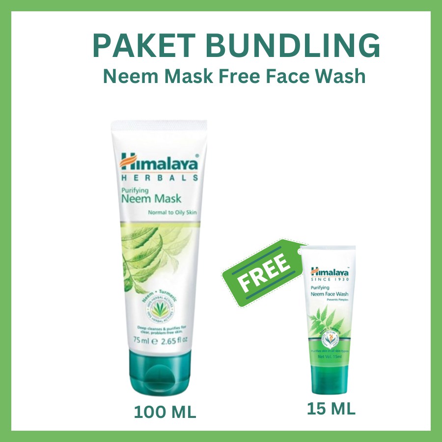 Paket Bundling Himalaya Purifiying Neem Mask 100 ML FREE Neem Face Wash 15 ML BY AILIN