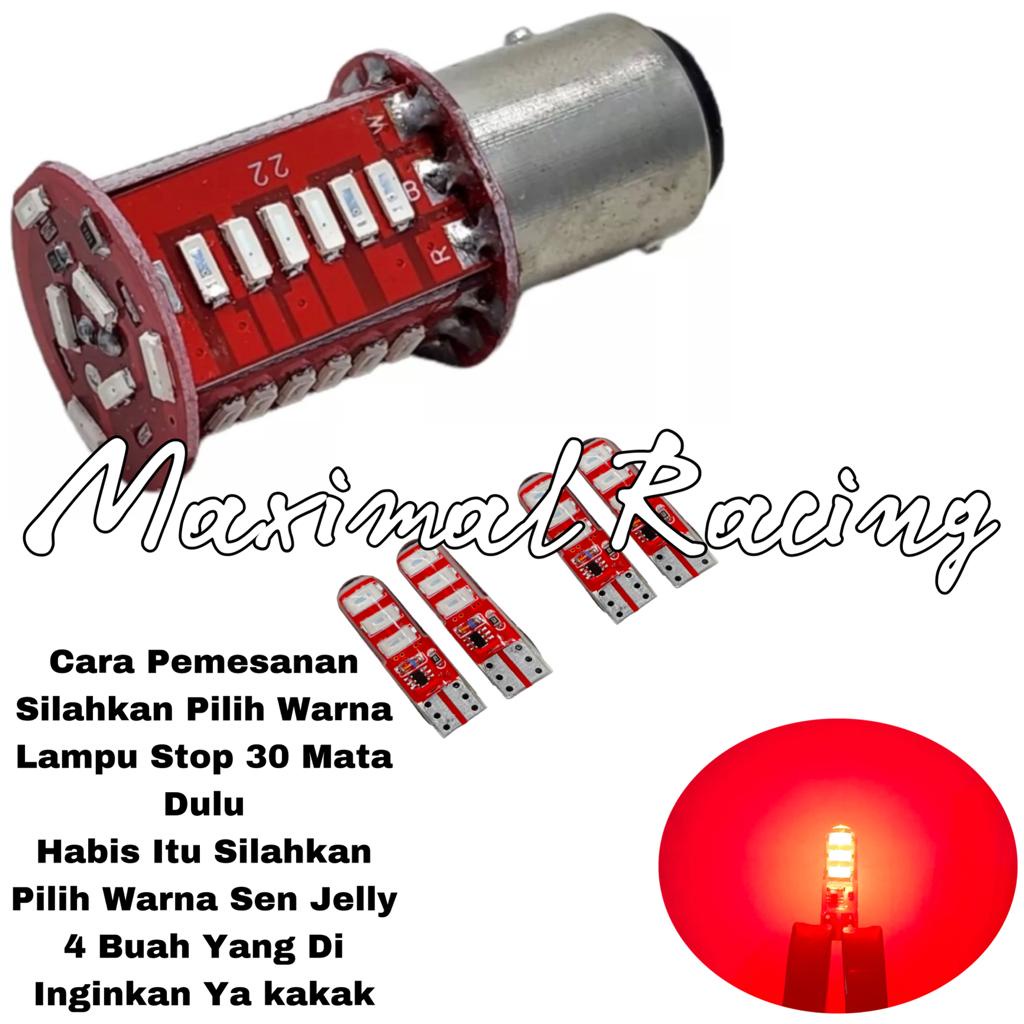 Paket Lampu Motor Stop Rem 30 Mata Running Plus 4 Buah Sen Jelly Kedip Universal Semua Motor